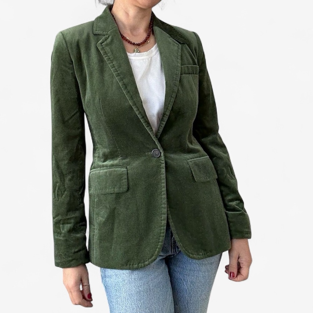 J. Crew Green Velvet Blazer size 2
